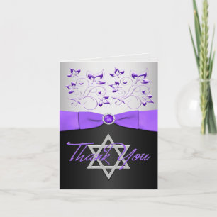 Black, Purple, Silver, Bat Mitzvah Thank You Card