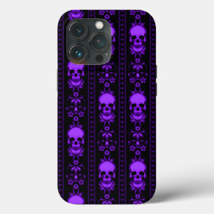 Black & Purple Skull Stripes  iPhone 13 Pro Case