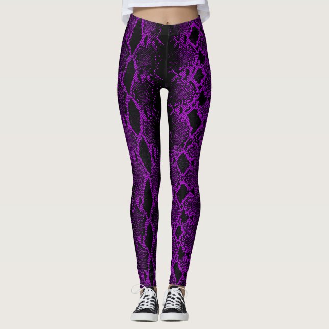 Black purple Snake Skin Leggings (Front)