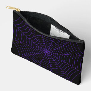 Black purple spider web Halloween pattern Accessory Pouch