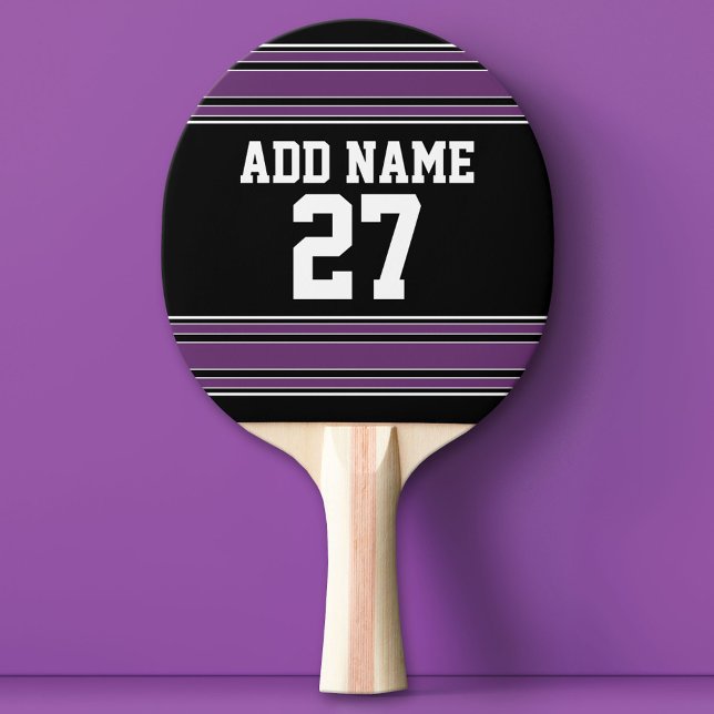 Black Purple Sports Jersey with Your Name & Number Ping Pong Paddle (Custom Ping Pong Paddle with a Sports Theme)