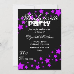 Black & Purple Stars Bachelorette Party Invitation