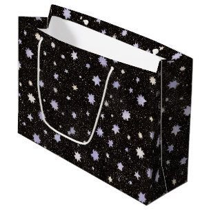 Black Purple Stars Birthday Large Gift Bag