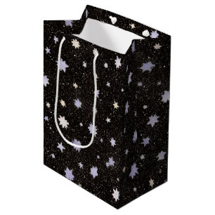 Black Purple Stars Birthday Medium Gift Bag