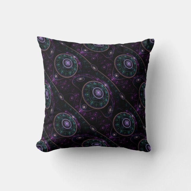 Black Purple Teal Glow Magic Sphere Pattern Cushion (Front)