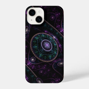 Black Purple Teal Glow Magic Sphere Pattern iPhone 14 Case