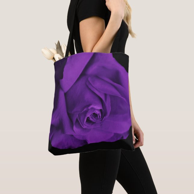 Black purple tote bag (Close Up)