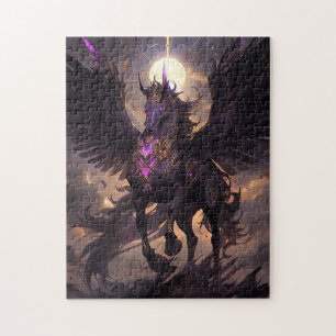 Black Purple Unicorn Fantasy Art Jigsaw Puzzle