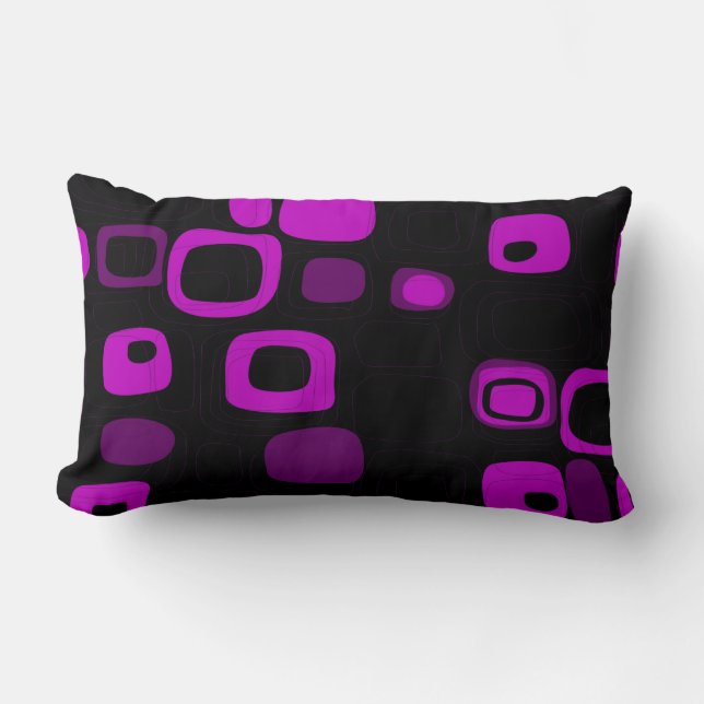 Black, Purple, Violet Retro Abstract Art 2 Pillow (Front)