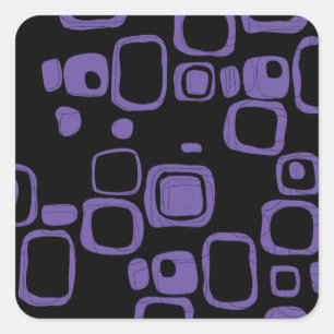 Black, Purple, Violet Retro Abstract Art Stickers