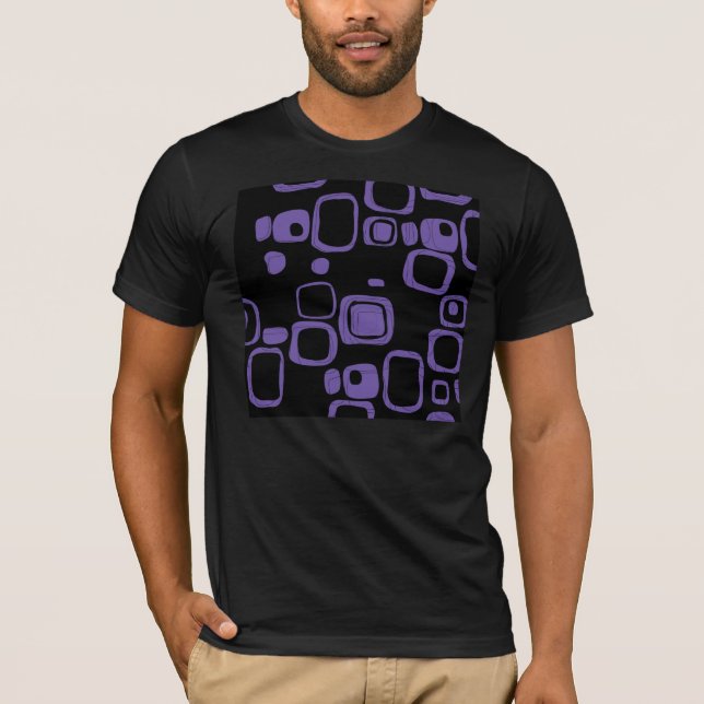 Black, Purple, Violet Retro Abstract Art  T-shirt (Front)