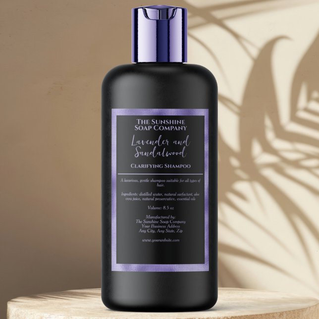 Black & Purple waterproof cosmetics bottle label (Creator Uploaded)