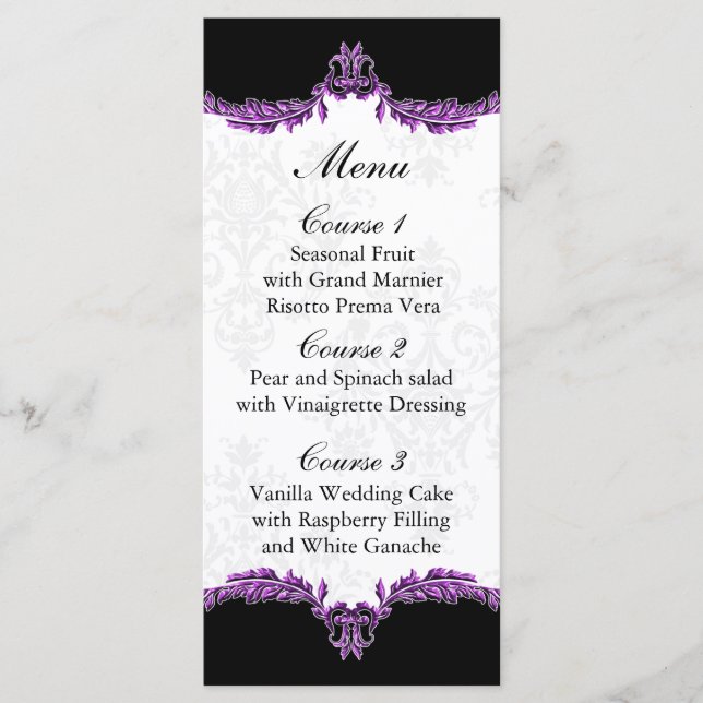 black purple wedding menu (Front)