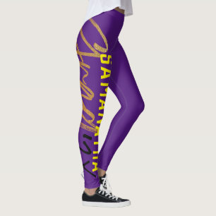 Black Purple Yellow Gold Foil Grad Year Chic Leggings