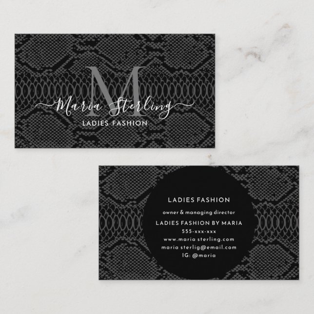 Black Python Skin Business Card (Front/Back)