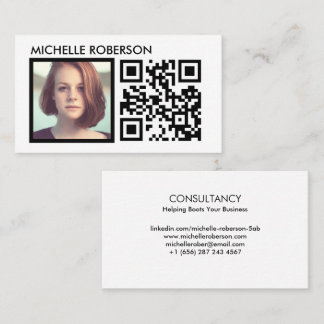 Black qr and photo business card