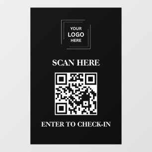 Black QR Code Check-In Business Window Cling