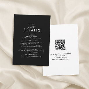 Black QR Code Classy Wedding Details Card