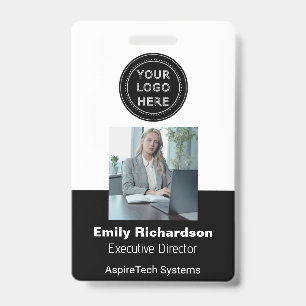 Black QR Code for Employee Company ID Photo Logo  Badge