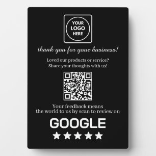 Black QR Code Google Business Review Display Plaque