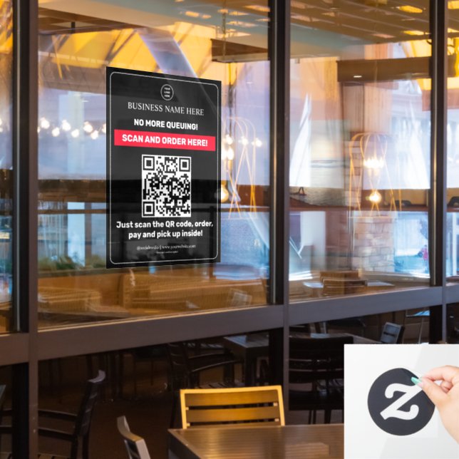 Black | QR Code Menu Scan Order Pay Pick up (Restaurant Window)