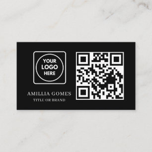 Black QR Code   Minimal Modern Custom Contact  Business Card