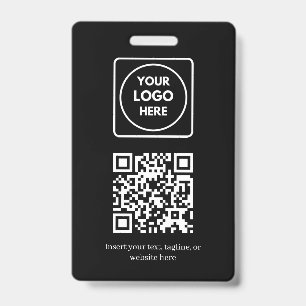 Black QR Code Modern Business Logo Design ID Badge