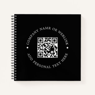 Black QR Code Modern Minimal Business Style Notebook