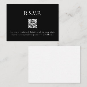 Black QR Code Modern Wedding RSVP Enclosure Card