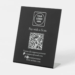 Black QR Code Pay   Venmo Paypal Business Payment Pedestal Sign