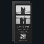 Black QR Code Photo Strip Magnetic Wedding<br><div class="desc">Make a bold statement with our Black QR Code Photo Strip Magnetic Wedding Save the Date. This stylish and modern design combines a sleek black background with a chic photo strip layout, creating a stunning preview of your upcoming celebration. The integrated QR code adds a high-tech touch, allowing guests to...</div>