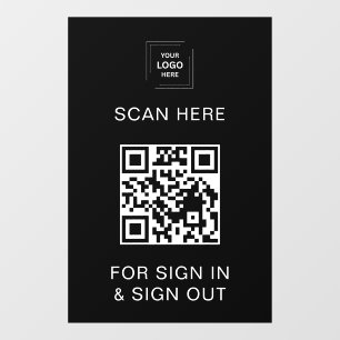 Black QR Code Sign-In Visitor Employee Window 