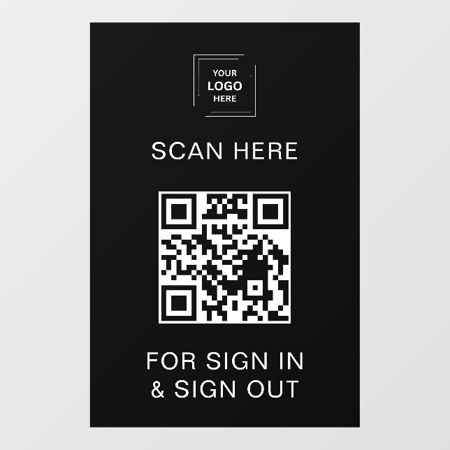 Black QR Code Sign-In Visitor Employee Window  (Sheet)