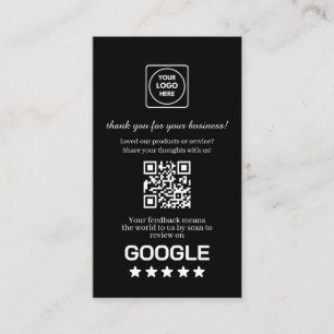 Black QR   Google Reviews Custom Thank You Link Business Card