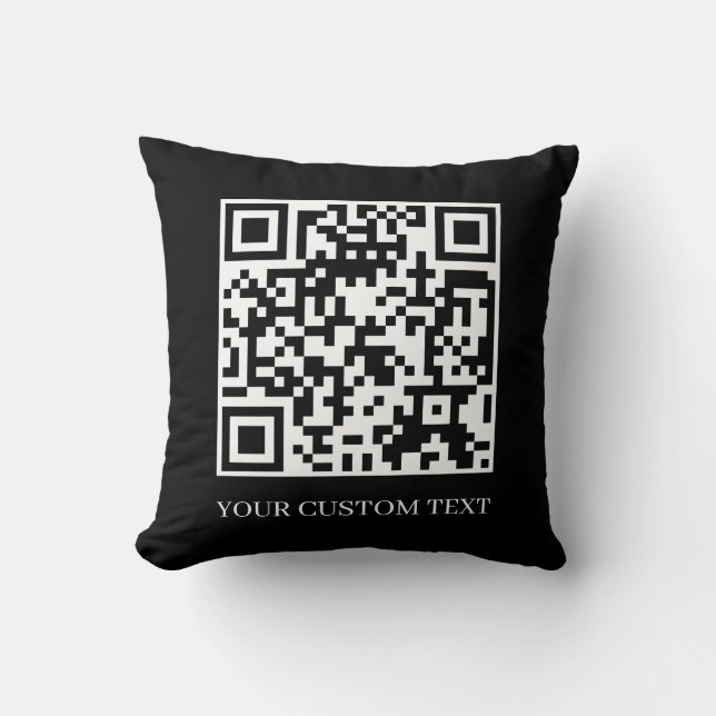 Black QR | Minimalist Scan Me Design Cushion (Front)