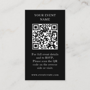 Black QR Modern Event Website RSVP Link Enclosure Card