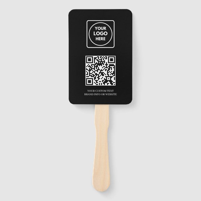 Black QR | Professional Business Logo Design Hand Fan (Front)
