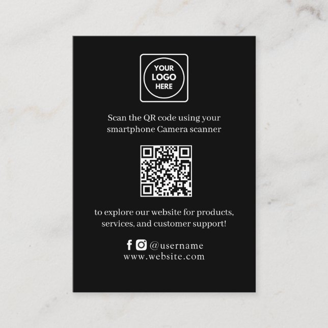 Black QR | Scan Me Business Website Link Enclosure Card (Front)