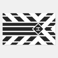 Black Quadrilateral Stripes on White with Monogram