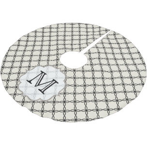 Black Quaterfoil Quart Monogram Initial Tree Skirt