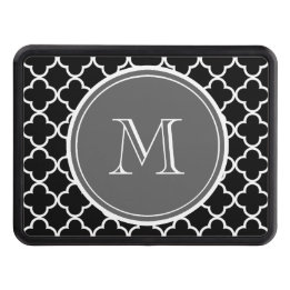 Black Quatrefoil Pattern, Grey Monogram