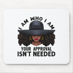 Black Queen African American Ladies Curly Natural Mouse Pad