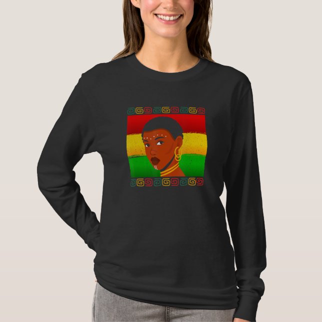 Black Queen   African Black Girl   Black History M T-Shirt (Front)
