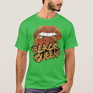 Black Queen African Colours Biting Lips Black Hist T-Shirt