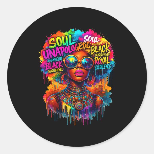 Black Queen African Map Unalogetically Black Histo Classic Round Sticker (Front)