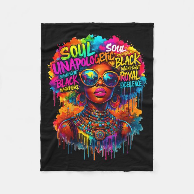 Black Queen African Map Unapologetically Black His Fleece Blanket (Front)