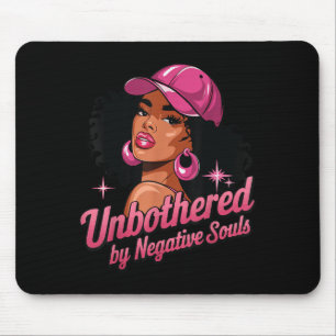 Black Queen Afro American Motivational Unbothered Mouse Pad
