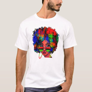 Black Queen Afro Beauty Melanin Black History Prid T-Shirt