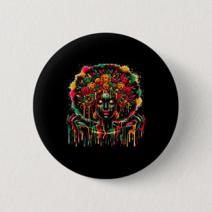Black Queen Afro Melanin Colourful Art Dripping Ju 6 Cm Round Badge