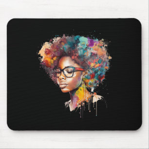 Black Queen Afro Melanin Dripping Art Black Histor Mouse Pad